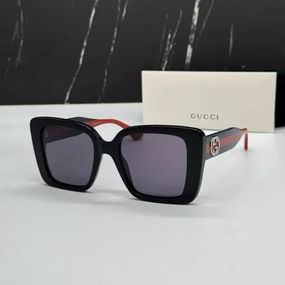 NEW GG1861S 004 GUCCI SUNGLASSES SHINY BLACK WOMEN EYEWEAR GUCCI